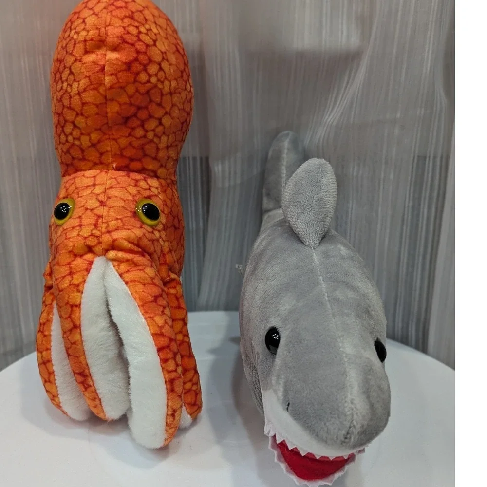Wild Republic Huggers Plush Octopus and Shark Snap Bracelet Stuffed Animal Set